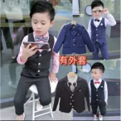 ❤️台灣現貨❤️90做到170🆕男童装西服套装英倫修身格子禮服小西装韓版花童婚禮禮服 表演禮服畢業典禮四件套