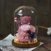 台南現貨 永生花玻璃罩  畢業小熊永生花 畢業禮物 向日葵 玫瑰花束 乾燥花 情人節 教師節 生日禮物 母親節