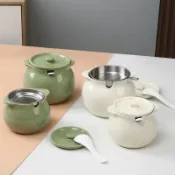 【密封防潮】貝凱豬油罐家用耐高溫陶瓷裝葷油罐子廚房專用儲油容器廚房置物架 豬油罐 辣椒罐 辣油罐 儲油罐 調料罐 陶瓷罐