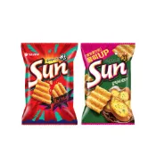 【蝦皮直營】韓國orion好麗友 Sun陽光波浪玉米脆片 80g/包 香辣/香蒜奶油 洋芋片 餅乾