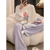 《現貨下單》冬季ins珊瑚絨甜筒冰淇淋睡衣女加厚新款長袖長褲保暖家居服套裝