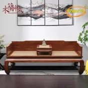 【台灣現貨】IL老榆木羅漢床素麵中式簡約三圍厚板全實木客廳沙發床明清古典家