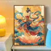 【滿繡刺繡】敦煌十字繡 2024新款 線繡 簡約現代 客廳 玄關 滿繡 刺繡 手工 DIY 簡單繡 十字繡材料包 刺繡套