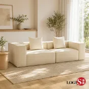 LOGIS邏爵家具 LOGIS 奶油方糖舒適壓縮雙人沙發220cm-貓抓布/絨布可選 【H-033】