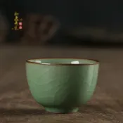 協貿國際日用品生活11館 龍泉青瓷陶瓷功夫茶杯 品茗杯 王文手工杯哥窯冰裂茶盞單杯主人杯