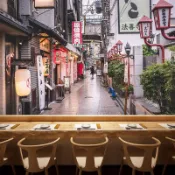 【日式和風】壁紙 建築街景 複古居屋 餐廳吧裝修墻紙 日本料理壽司店 財路倖福百貨店