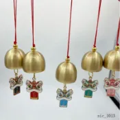 🎀熱銷新品🎀開運醒獅DIY飾品風鈴中國風納福招財平安舞獅滴油鑰匙扣風鈴掛件