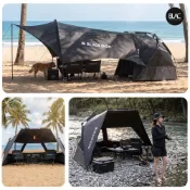 (店+)【BLAC黑客】BLACKDOG黑狗黑膠遮陽速搭帳沙灘帳海灘帳釣魚帳 拉鍊快裝天幕