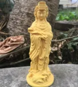 銀聯網日用品生活館 黃楊木雕擺件湄洲媽祖神像紅木雕刻工藝品車擺件媽祖客廳家居擺件1入