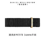 Daniel Wellington DW 錶帶 Petite Cornwall 16mm寂靜黑織紋錶帶-香檳金 DW00200238