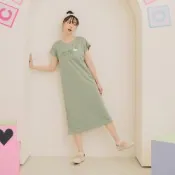 OB嚴選-KITTY CUTIE LAND．配色印花連袖長洋裝《KB1488-》
