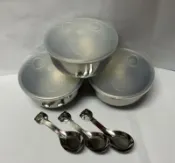 ☆88玩具收納☆台灣製 D-97 10cm 3入妮可兒童碗 #304不鏽鋼 學習碗 隔熱碗湯飯碗附透明無孔蓋/匙0.3L