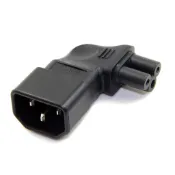品字孔 3孔電源轉接頭 筆電電源轉接頭 3P公頭轉3P母頭 米老鼠電源轉接頭  IEC320 C14轉C5 (右彎)