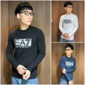美國百分百【全新真品】Emporio Armani 長袖T恤 EA7 運動 薄長T logo 黑/深藍/白色 AB65