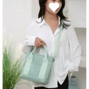 喜挖2店 帆布包女大容量便當袋手提包上班族飯盒包多隔層口袋單肩包媽