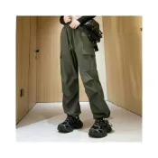 (店+)運動褲男女工裝褲夏天涼感休閒褲大尺碼冰絲長褲多口袋機能戶外登山褲防潑水透氣男長褲寬鬆直筒工作褲情侶跑步健身男褲子運動長褲