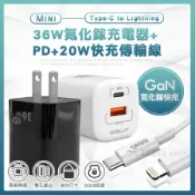【必備組合】WELLY 36W氮化鎵GaN 雙孔充電器+PD20W Type-C to Lightning快速傳輸充電線