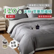 棉花糖屋-Tencel 頂級120支天絲【安德烈】 萊賽爾纖維 雙人/加大/特大薄床包舖棉兩用被四件式床包組