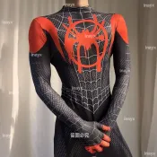 現 -貨~ 蜘蛛人衣服黑紅色成人套裝連身緊身衣玩 具cos超凡男生表演