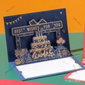 🎇免運特價✨3D立體生日賀卡定製送員工客戶商務感恩祝福蛋糕禮物小卡片高級感#免運
