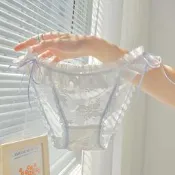 EFP大美人-2024♡嚴選優質日系夏季輕薄少女純慾蕾絲低腰棉襠柔軟公主胖次內褲三角褲~白黑粉藍M~L(現貨