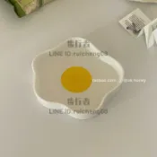 ins可愛荷包蛋不規則陶瓷小盤家用創意簡約餐具早餐盤零食水果【步行者戶外生活館】