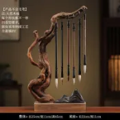 🔥臺灣最划算🔥創意杜鵑根原木根雕毛筆架樹根文房四寶辦公家用筆掛擺件裝飾品