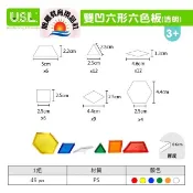 ※旭陽教育用品社※USL遊思樂益智教具系列-壓克力透明雙凹六形六色板(49pcs裝雙面內凹框線)益智拼圖數學教具/台灣製