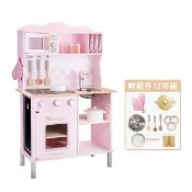 【New Classic Toys】聲光小主廚木製廚房玩具(櫻花粉-含12配件)