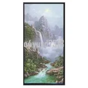 D立體裝飾畫 掛畫 山水畫 聚寶盆風水畫 招財進寶 流水生財 靠山臨水 辦公室居家佈置 客廳餐廳掛飾 45x80cm