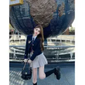 ✨臺灣出貨✨ 學院風套裝 西裝套裝 2026新款 學院風 韓國制服 短款西裝外套 襯衫 高腰百褶裙 半身裙 三件套女