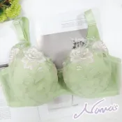 【露娜斯Nunas】雙色刺繡。月牙包覆集中舒適軟襯 E-G杯 大罩杯內衣 U3320 台灣製 嫩綠