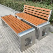 朝暮心居 不銹鋼公園椅戶外長椅防腐塑木室外長條凳小區庭院公園休閑長凳子
