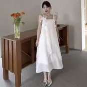 (店+)【BBHONEY】韓版休閒渡假風 立體花朵 流蘇網紗吊帶連身裙 洋裝