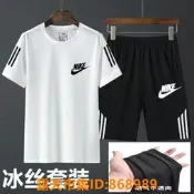  樂享購✨Nike速乾短袖T恤套裝 耐吉運動服 百搭寬鬆夏季套裝 adidas三葉草休閒運動服 透氣吸汗T恤 五分短褲 學