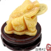 【吉祥開運坊】蟾蜍系列【招財黃玉石三腳蟾蜍  特贈木製旋轉底座】開光 擇日