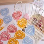 [Day's select] Love you彩色愛心餅貼紙 禮物包裝貼 封口貼 出貨貼紙 紙盒裝飾貼紙