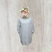 *♡*Holy _ el/淺灰色/純色拼接鬚邊.毛呢洋裝/L/近全新/二手《Anna的百寶箱》