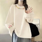【秋季新品】中長款長袖T恤 小眾特色版型 柔軟布料 大碼 春秋女生外穿遮肉內搭上衣 小衆特色春秋 新款大碼中長g15