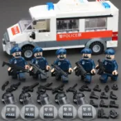 兼容樂高MOC軍事兵人仔香港警察PTU機動部隊機場特警EU衝鋒車積木