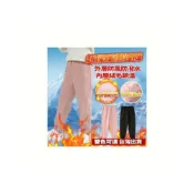 (店+)兒童衝鋒褲男女款防風防水保暖褲秋冬天加絨內刷毛棉褲男女中大童休閒運動長褲發熱滑雪地褲子防寒登山工裝褲大尺碼直筒縮口寬褲