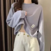ZUCA”S - 韓版寬鬆薄款短版長袖上衣 女裝 衣服 寬鬆上衣 顯瘦上衣 冬裝 - GU-260
