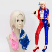 小丑女雙色馬尾假髮 萬聖節 電影人物 假髮 髮飾 cosplay 派對 舞台 表演 道具 大人 大童 【BB0338】