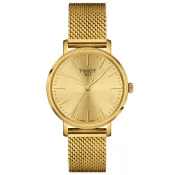 TISSOT 天梭 官方授權 Everytime 經典雋永米蘭女錶 周年慶獻禮-金/34mm T143.210.33.021.00