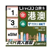 【LINKGO】白鑽卡 港澳 eSIM卡 1天上網卡 每日3GB 雙電信 高速流量(港澳網卡 香港 澳門 虛擬卡)