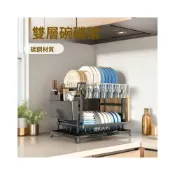 (店+)✈️熱銷爆款 水杯瀝水架 碗筷瀝水架 水槽瀝水籃 廚房碗盤架雙層碗碟收納架帶排水管餐具瀝水架墊板架側排水瀝水架