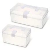 (店+)【日創生活】透明手提整理箱 置物箱 {手提盒 工具箱 文具 收納盒 手提箱 整理盒 零件盒 藥箱}