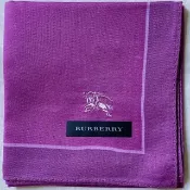 復古 Burberry 紫色純棉手帕 男女皆宜 頭巾 口袋巾 絲巾