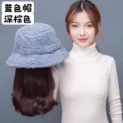 ✔️台中🔥現貨🔥分體式可拆卸羊羔毛漁夫帽子假髮女生日常美髮梨花卷蓬鬆自然大波浪短卷髮時尚貝雷帽子假髮俏麗假髮仿真髮假髮帽