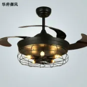 轉機商店 【復古靜音】吊扇燈 風扇燈 工業風吊扇 變頻風扇燈 美式吊燈 客廳燈 餐廳燈 茶樓燈飾 110V適用 一體式設計 節能省電